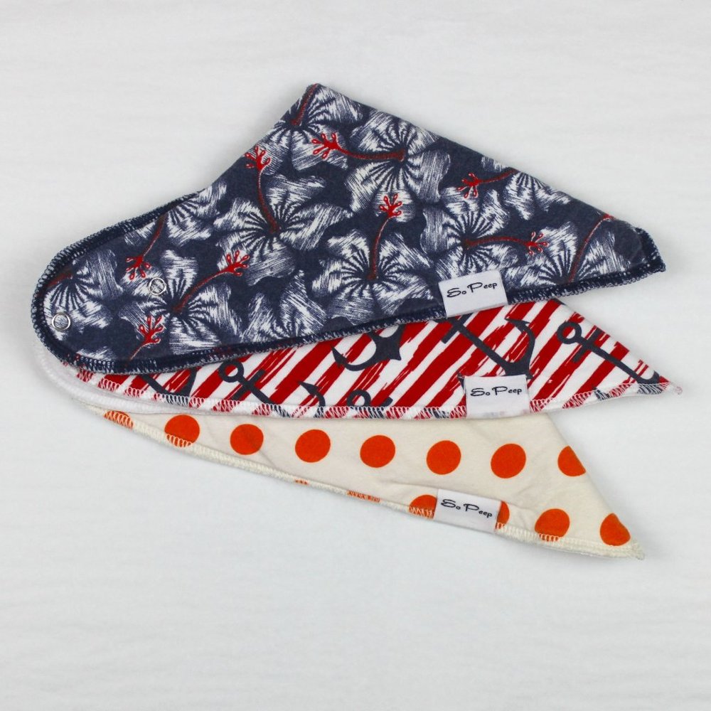 So Peep Lot of 3 Baby Bandana Organic Cotton Bibs